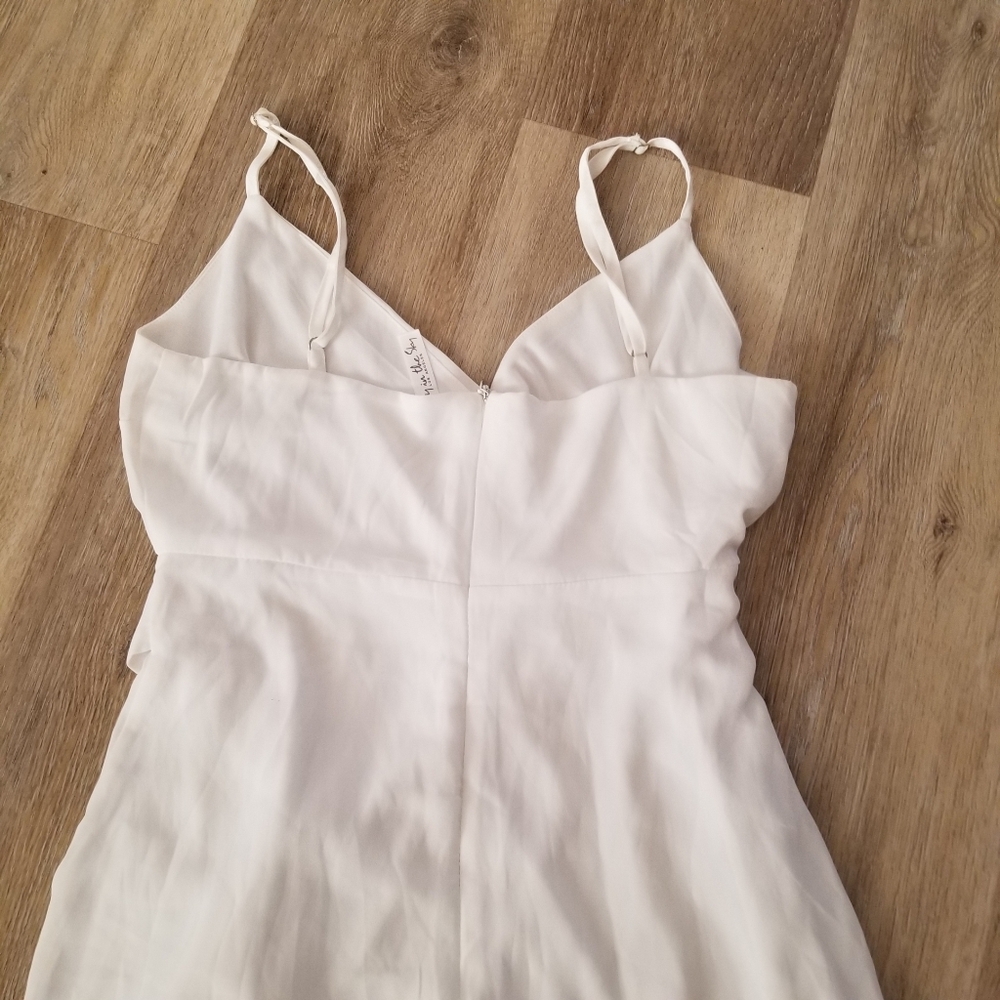 Lucy In The Sky White Ruffle Wrap Mini Dress Size Medium - Picture 5 of 12